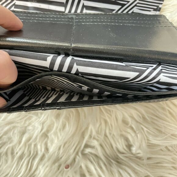 Nanette Lepore Black Long Quilted Vegan Leather Trifold Clutch Wallet - Picture 10 of 10